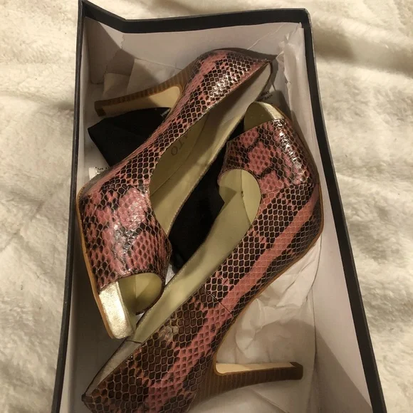 Chaussures à Talons Hauts Peep Toe Nude - TopShop & Staccato, Taille UK 7 (EU 40), Talon Bloc 14 Cm, Neuves Avec étiquettes